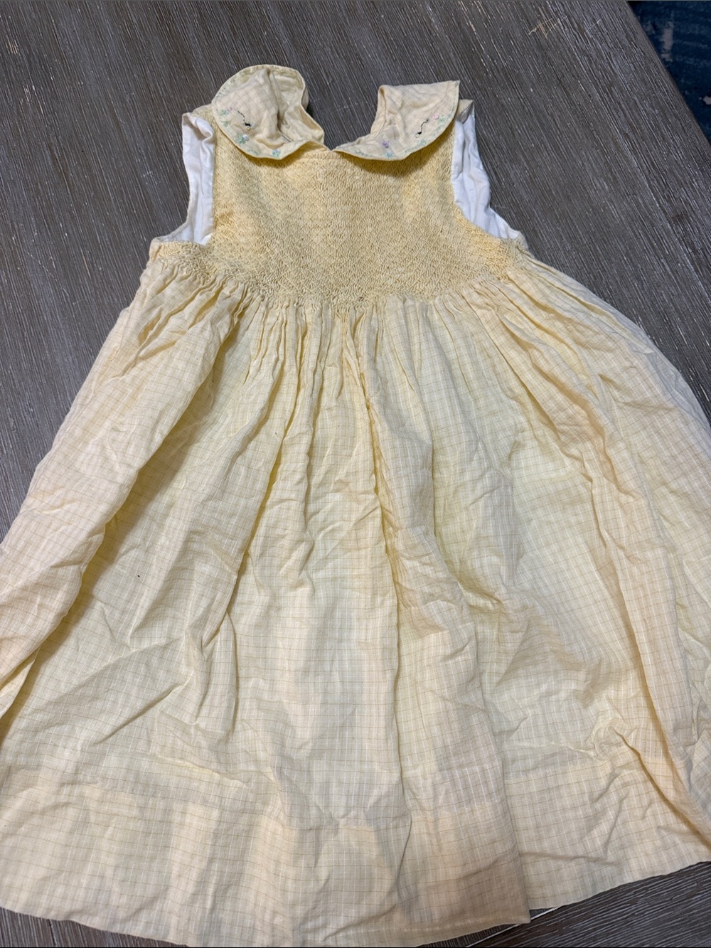 Petit Ami Pale Yellow Smocked Cotton Dress